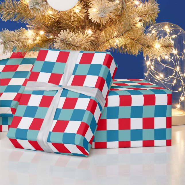 Retro röd vit blå Tartan-rutig 4 juli Presentpapper (Helgdagar)