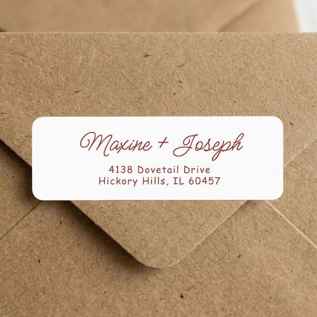 Retro röd & vit bröllops returadressetikett returadress etikett (Retro red and white wedding return address label adds vintage charm to every envelope.)