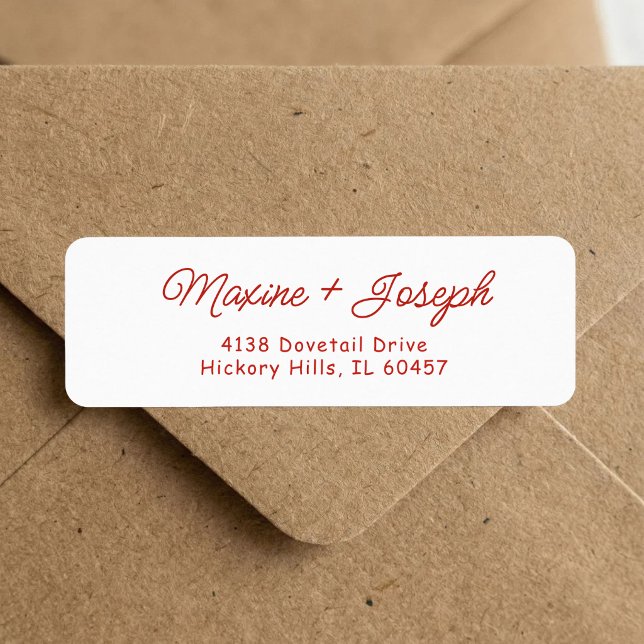 Retro röd & vit bröllops returadressetikett returadress etikett (Retro red and white wedding return address label adds vintage flair to every envelope.)