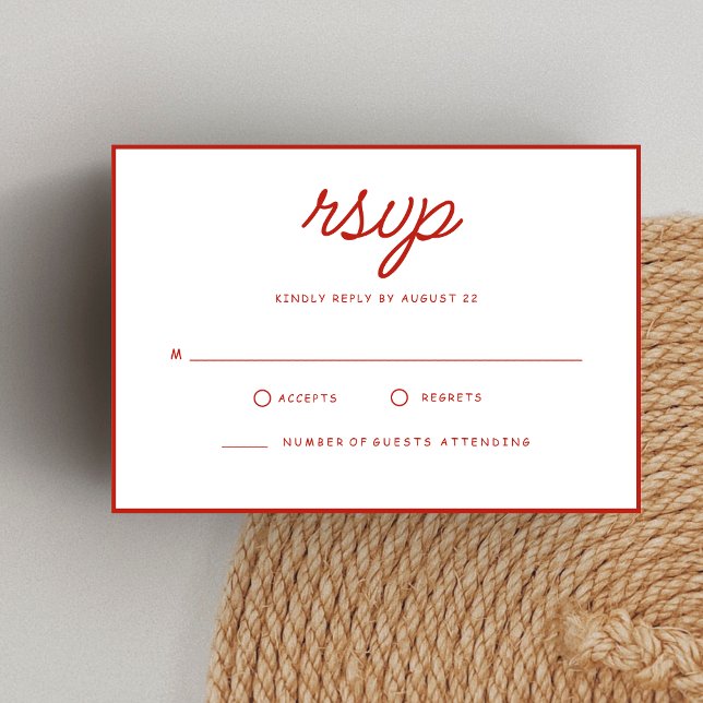 Retro Röd & Vit Bröllopsfest OSA Kort (Retro red and white wedding RSVP cards bring vintage charm to your celebration planning.)
