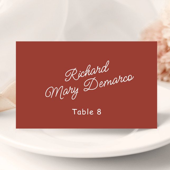 Retro röd & vit bröllopsgästnamn placeringskort (Retro red and white wedding place card adds nostalgic charm to every guest table.)