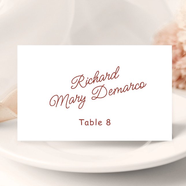 Retro röd & vit bröllopsgästnamn placeringskort (Retro red and white wedding place card creates a welcoming touch for every guest.)