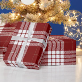 Retro röd vit jul nyår tartan plaid presentpapper