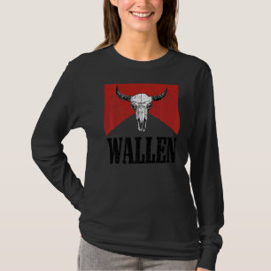 Retro Röd Wallen Tjur Skalle Västerländsk Country T Shirt