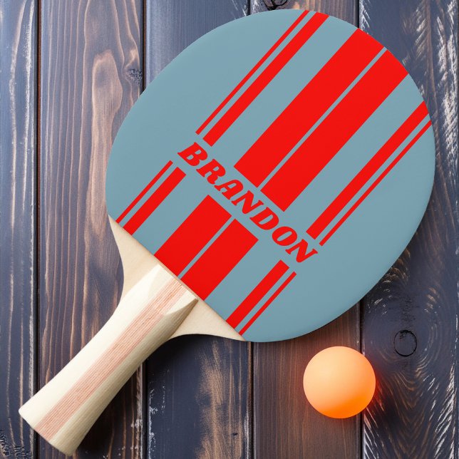 Retro Röda Havet Dubbel Bräda Ränder med Namn Pingisracket (Skapare uppladdad)