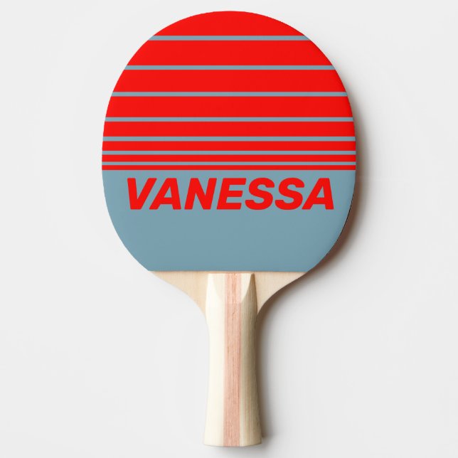 Retro Röda havet Tre Horisontella Ränder med Namn Pingisracket (Framsidan)
