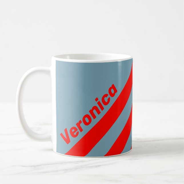 Retro Röda havet Tre Ränder med Namn Kaffemugg (Vänster)