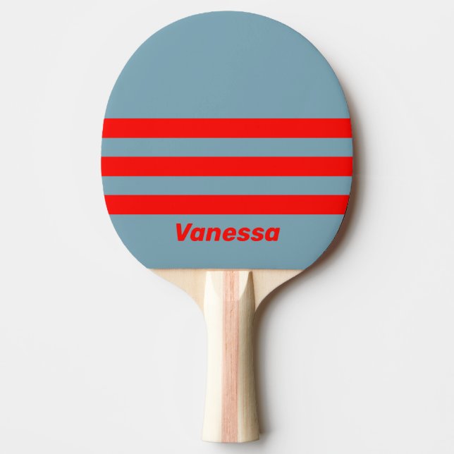 Retro Röda havet Tre Tvärgående Ränder med Namn Pingisracket (Framsidan)