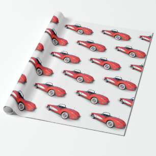 Retro röda konvertibla corvette presentpapper