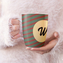 Retro röda och gröna randiga anpassade monogram