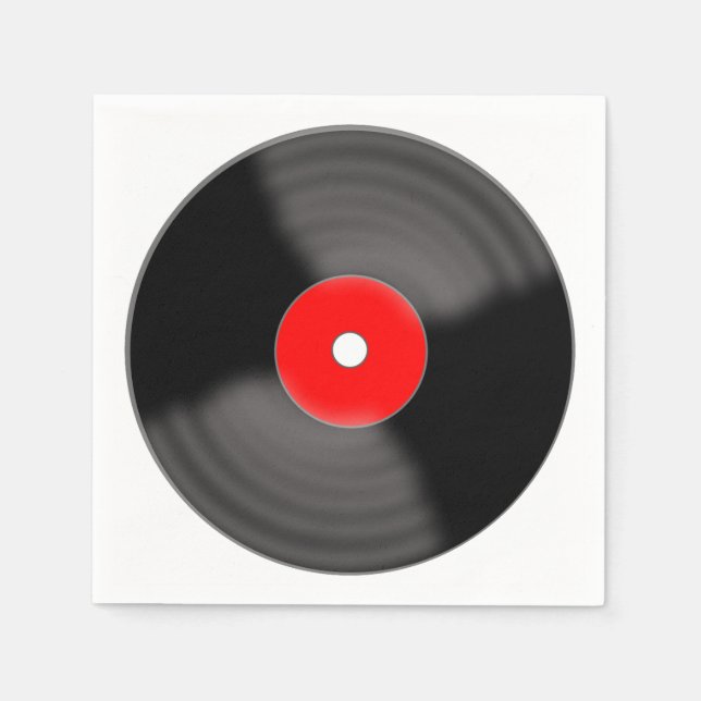 Retro röda vinylskiva födelsedagsservetter pappersservett (Framsidan)