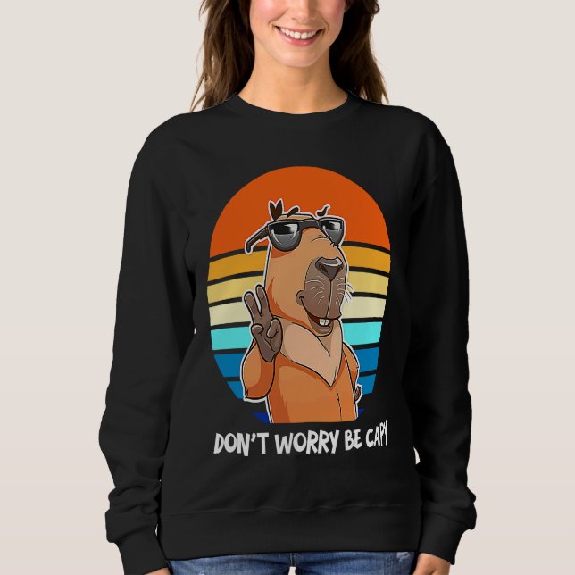 Retro Roden  Capybara Don't Worry Be Capy T Shirt (Framsida)