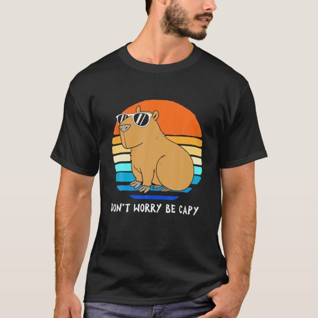 Retro Rodent Funny Capybara Dont Be Worry Be Capy T Shirt (Framsida)