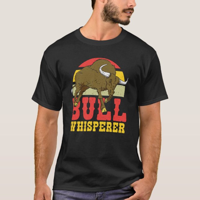 Retro Rodeo Bull Whisperer T Shirt (Framsida)