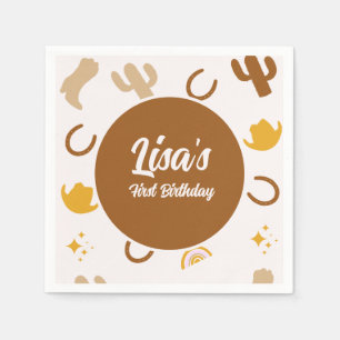 Retro Rodeo Cowgirl Cowboy Boho Birthday Pappersservett