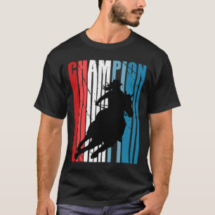 Retro Rodeo Mästare Cowgirl på Häst Ridande Patrio T Shirt