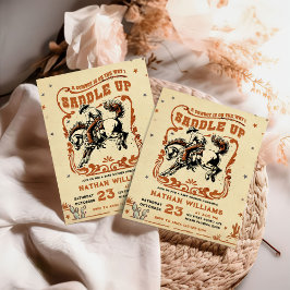 Retro Rodeo Western Cowboy Baby Shower Inbjudningar