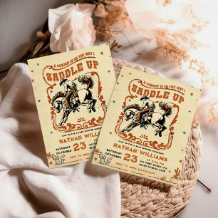 Retro Rodeo Western Cowboy Baby Shower Inbjudningar