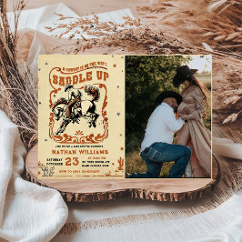 Retro Rodeo Western Cowboy Baby Shower Photo Inbjudningar