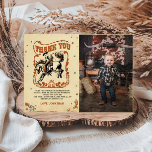 Retro Rodeo Western Cowboy Birthday Photo Tack Kort