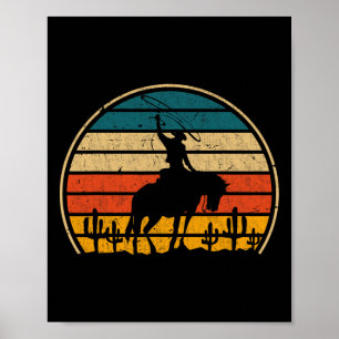 Retro  Rodeo Westernare Land Cowbo Poster