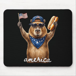 Retro Rolig Amerika Kapybara Hot Dog Älskare Musmatta