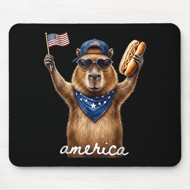 Retro Rolig Amerika Kapybara Hot Dog Älskare Musmatta (Framsidan)