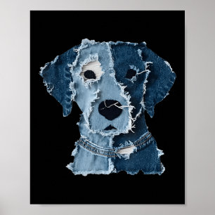 Retro Rolig Denim Lapp Djur Hund Poster