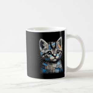 Retro Rolig Denim Lappdjur Katt Tryck Kaffemugg