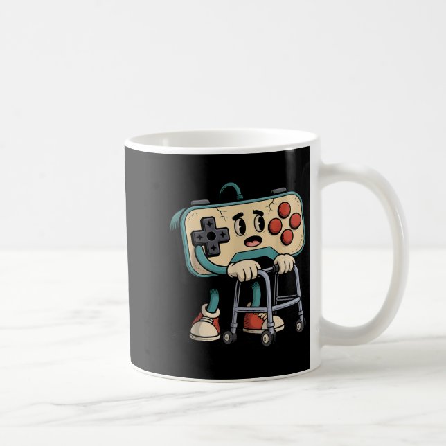 Retro Rolig Gammal Spelare 80-tal 90-tal Clic Vide Kaffemugg (Höger)