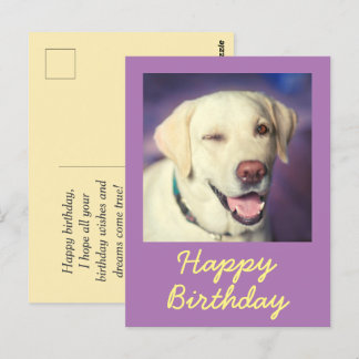 Retro Rolig hund vykort och Grattis på födelsedage