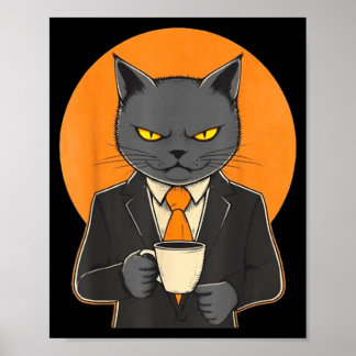 Retro Rolig Katt Kaffe Älskare Humor Poster