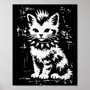 Retro rolig katt punk kattunge meme män kvinnor ba poster