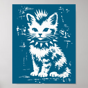 Retro rolig katt punk kattunge meme män kvinnor ba poster