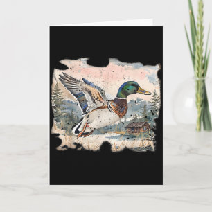 Retro Rolig Mallard Anka Vattenfowl Jakt Mysig Se Kort