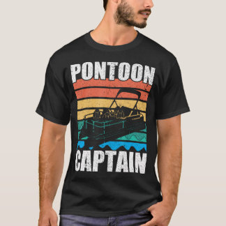 Retro Rolig Pontonbåt Grafik Pontonkapten T Shirt
