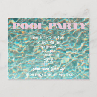 Retro rolig poolparty inbjudan