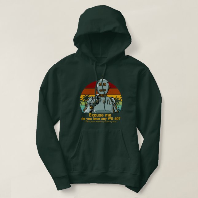 Retro-rolig robot behöver skicka ut hoodie (Design framsida)