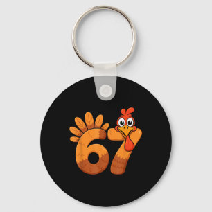 Retro Rolig Sex Sju 6 7 Meme Thanksgiving Kalkon Nyckelring