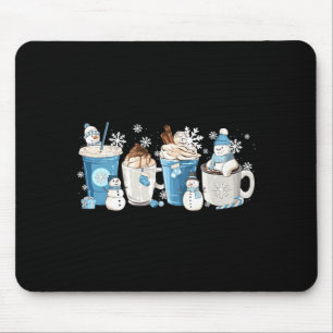 Retro Rolig Snöman Vinter Kaffe C Latte Mysig Sjö Musmatta