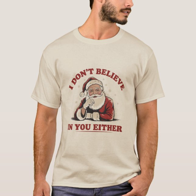 Retro Rolig Tomte Jag Trodde Inte På Dig heller 90 T Shirt (Framsida)