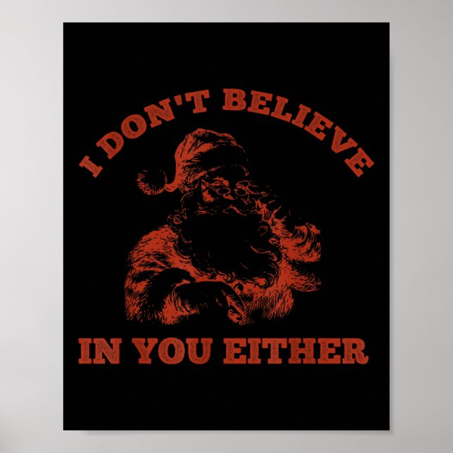 Retro Rolig Tomte Klaus Jag Tro Inte På Dig Ei Poster (Framsidan)