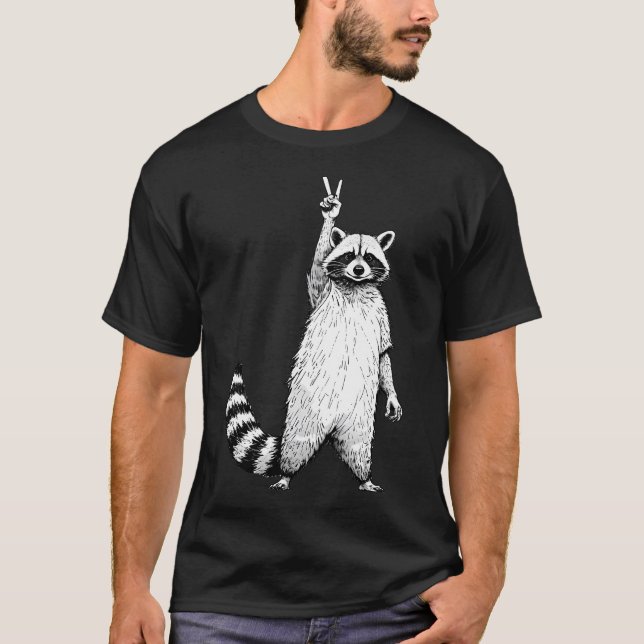 Retro rolig tvättbjörn t shirt (Framsida)