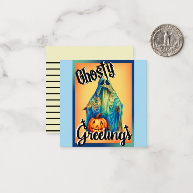 Retro roliga halloween-kort anteckningskort (Fram/Back In Situ)