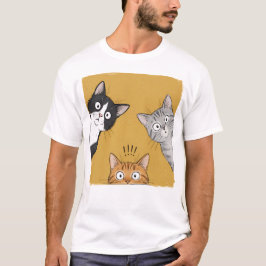 Retro Roliga Nyfikna Katter Grafisk T-Shirt, Söt K T Shirt