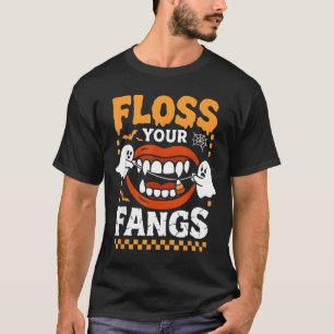 Retro Roliga Tänder Flossa Dina Hörntänder Tandläk T Shirt