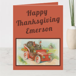 Retro roliga Thanksgiving-memes Söt Turkiet Cartoo Kort