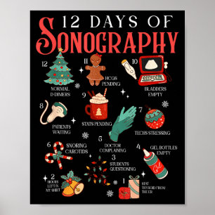 Retro Roligt 12 dagar av sonografi Ultraljudstekni Poster