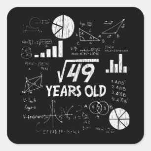 Retro Roligt 7-årsdag Math Nerd Present för Barn Fyrkantigt Klistermärke