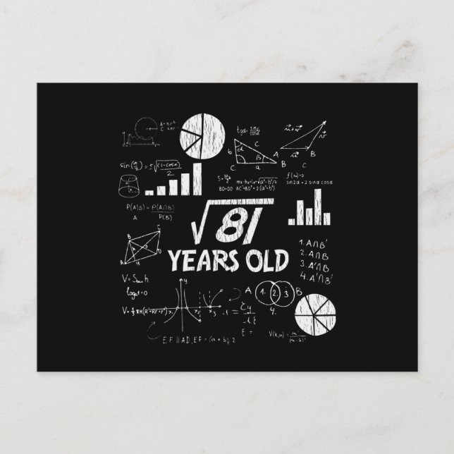 Retro Roligt 9-årsdag Math Nerd Present för Barn Vykort (Framsida)